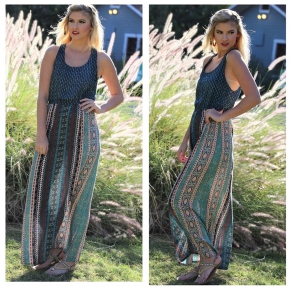 LAST S Boho floral print maxi dress